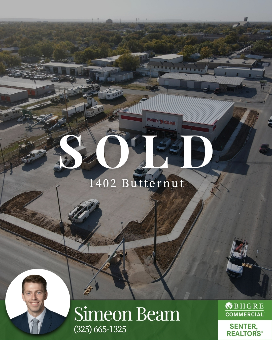 Sold Family Dollar commercial property at 1402 Butternut Street in Abilene, TX represented by BHGRE Senter, REALTORS® Commercial.